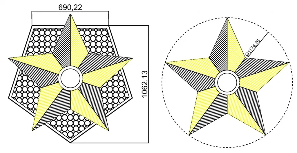 Чертеж вечного огня - схема звезды вечного огня в Волгограде 